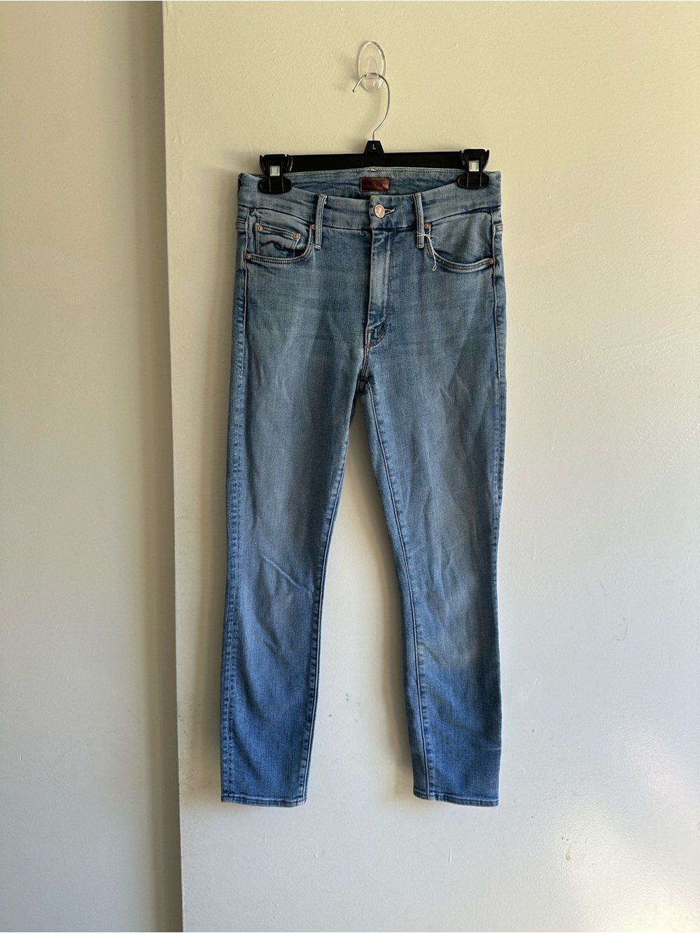 MOTHER Light Wash Skinny Jeans The Looker Crop Jeans